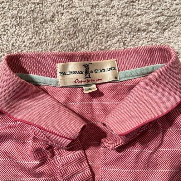 Fairway & Greene Oakmont Red and white striped golf shirt size L NWOT - Picture 2 of 7